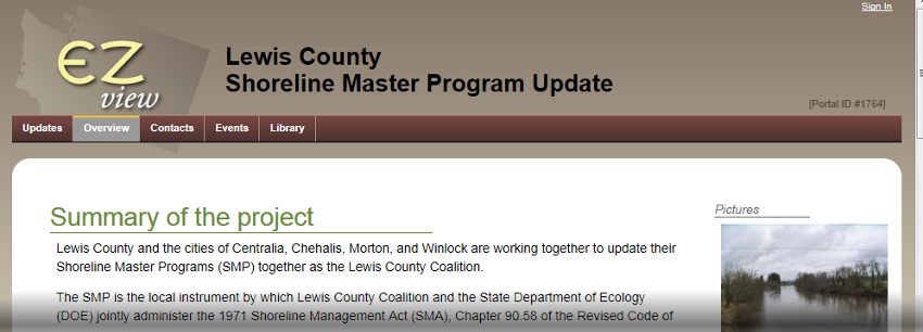 Lewis County Shoreline Master Program Update for Centralia, Chehalis, Morton, and Winlock